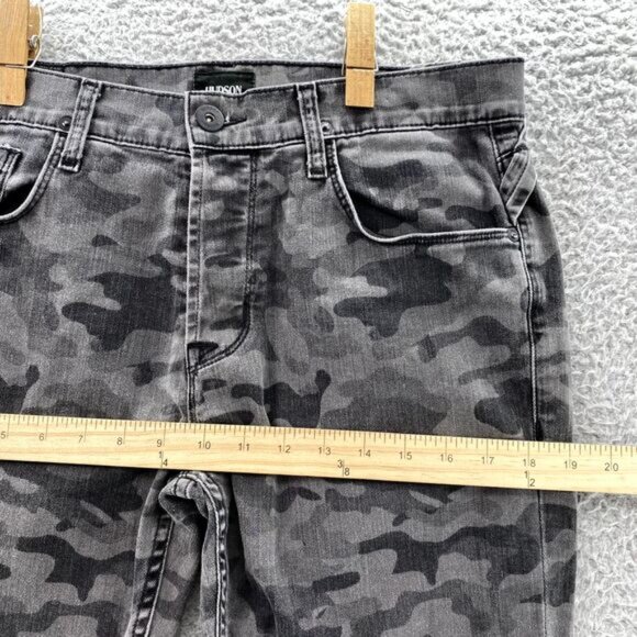 Hudson Jeans Mens 32 x 31* Gray Camo Sartor Slouchy Skinny Button Fly Denim Army - Picture 7 of 16